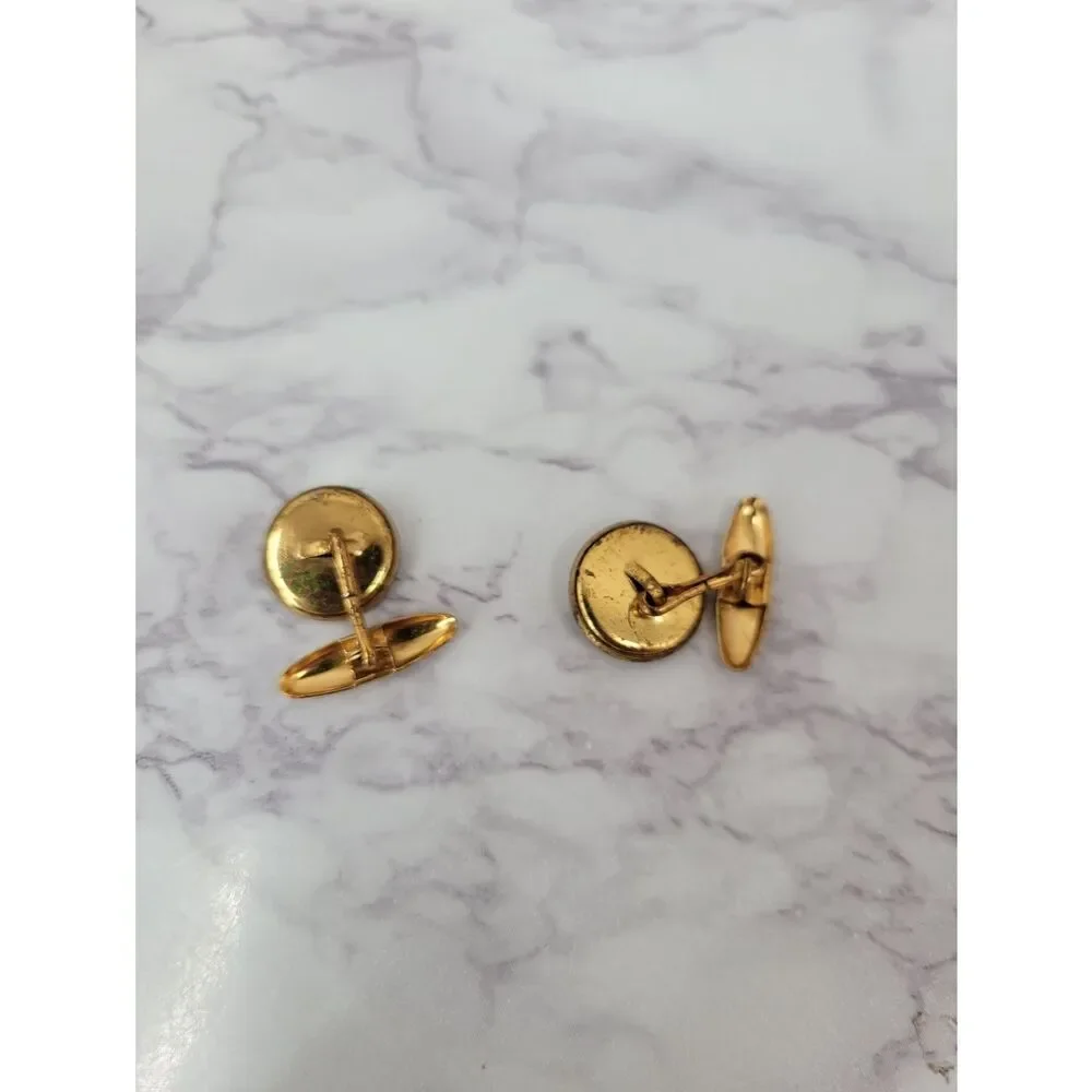 Vintage Gold tone Cufflinks with Raised Repousse Sunshine Sun Face on Front